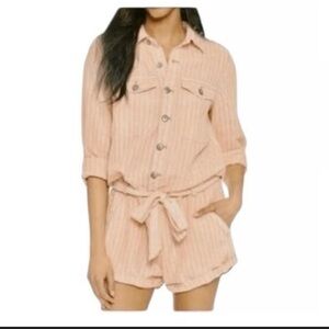 FP Movement by Free People Yarn Dyed Striped Linen Romper